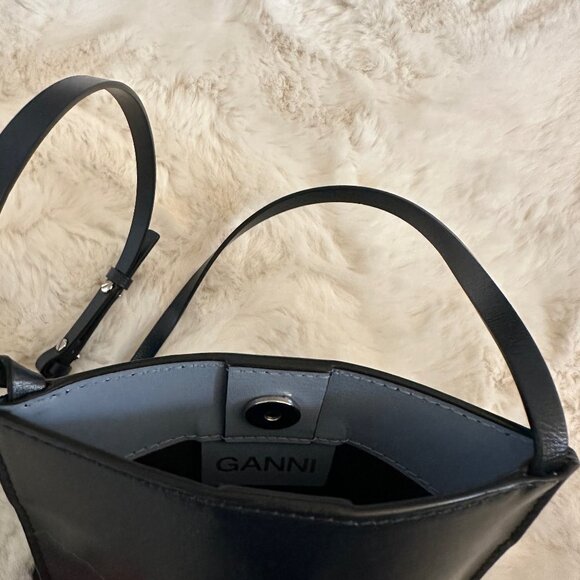 Ganni Mini Leather Crossbody Bag in Navy - Picture 3 of 4